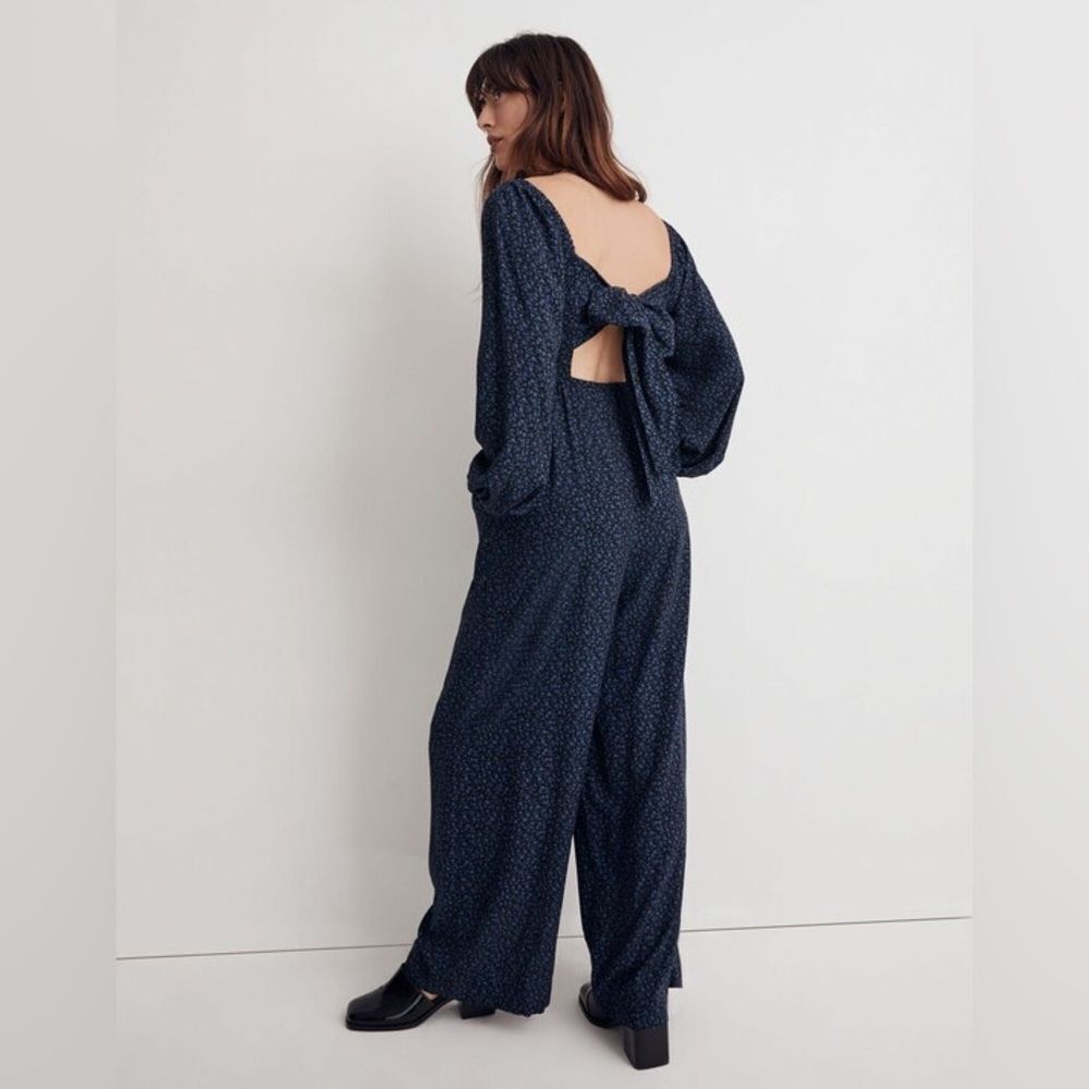 Madewell Petite Lucie Tie-Back Long-Sleeve Jumpsuit in Carmine Floral - Picture 11 of 12